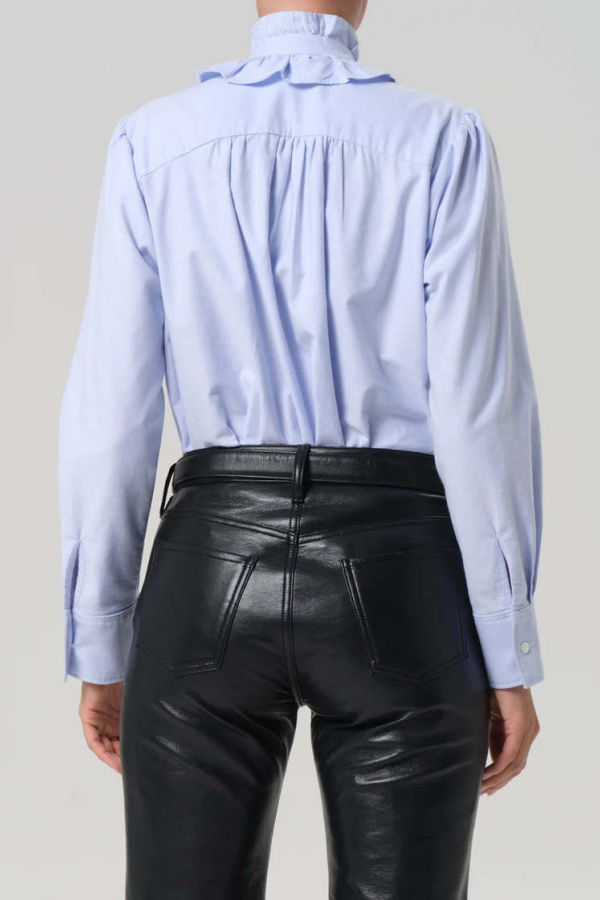 Citizens of Humanity Calista Frill Collar Shirt - Blue