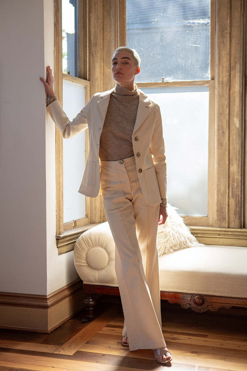 Erica Tanov Buddy Cotton Canvas Blazer - Natural