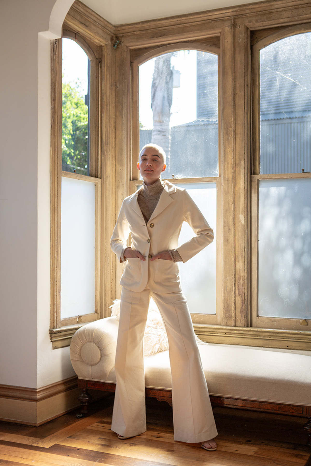 Erica Tanov Buddy Cotton Canvas Blazer - Natural - Image 4 of 5