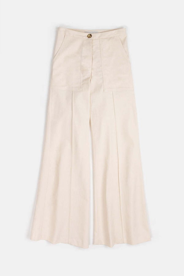 Erica Tanov Darby Cotton Canvas Pants - Natural