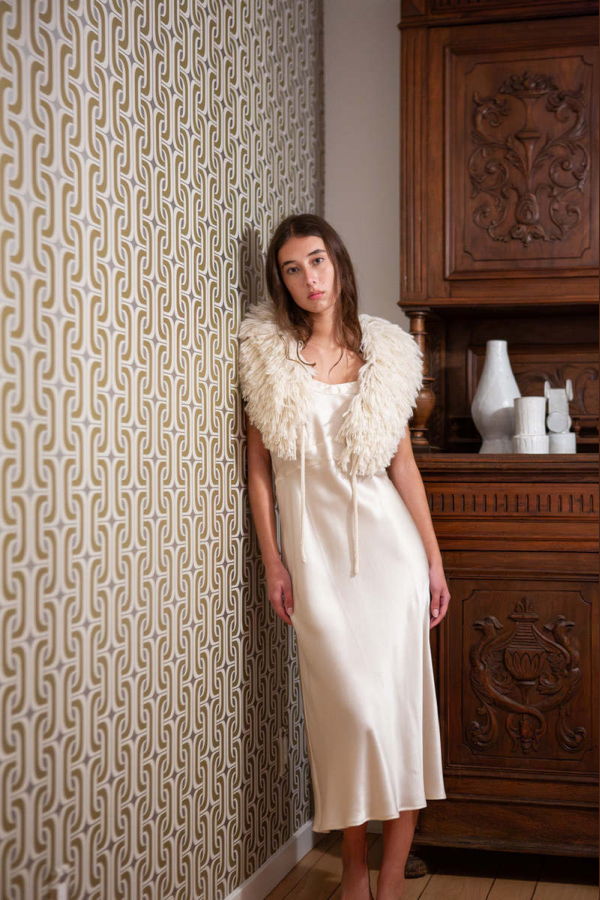 Erica Tanov Long Lola Silk Charmeuse Dress - Alabaster