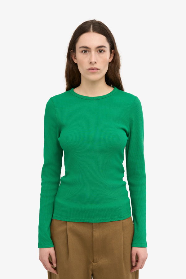 Colorful Standard T-Shirt Rib Long Sleeves - Kelly Green