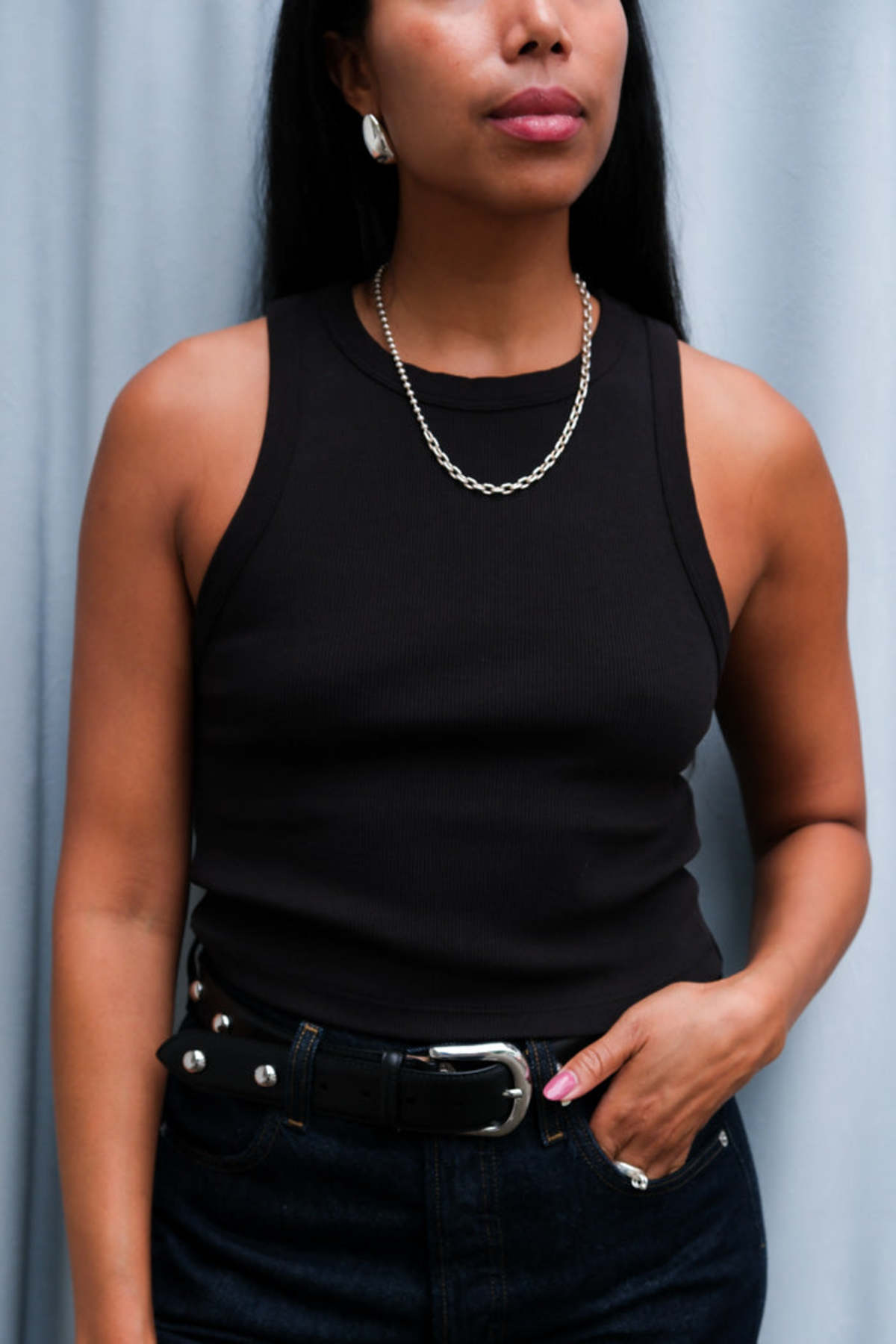 soldout.nyc Cropped Not So Basic Tank - Black - Image 2 of 4