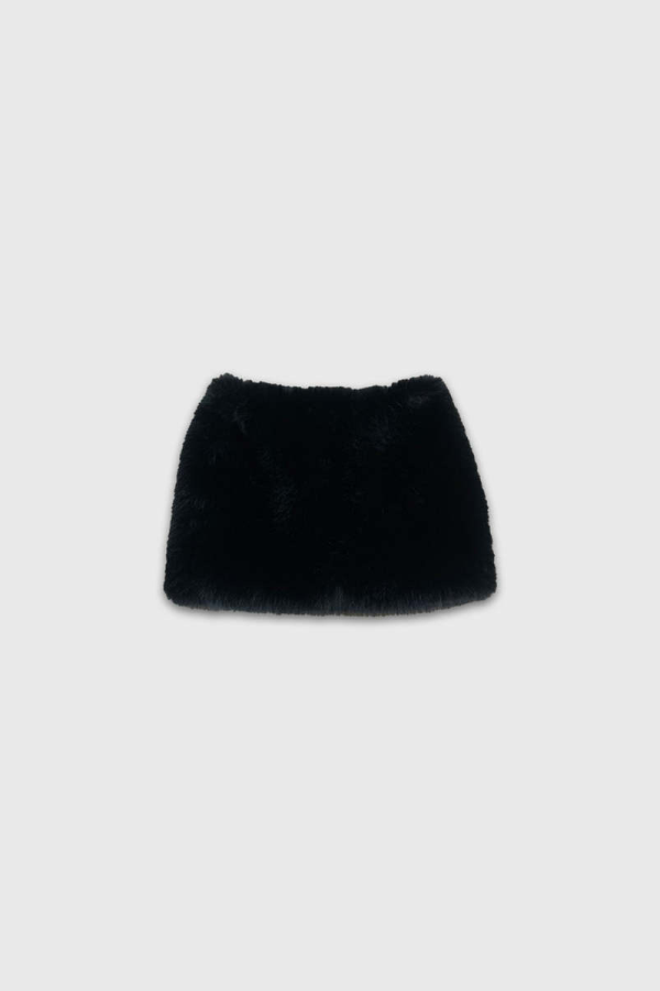TONYWACK Faux Fur Mini Skirt - Black