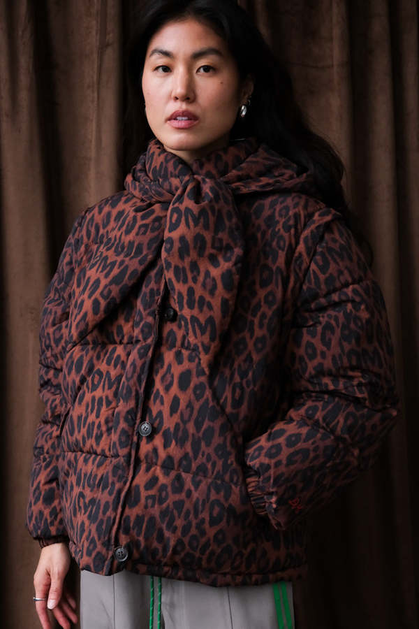 DAMSON MADDER Pearl Chocolate Leopard Puffer Jacket - Leopard