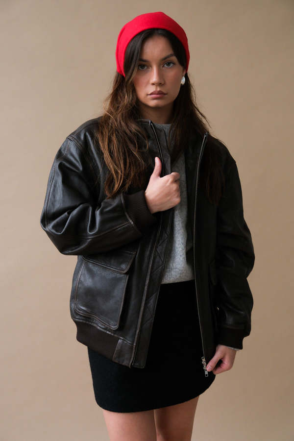 Dunst Stand Collared Leather Blouson Jacket - Dark Brown Dunst Stand Collared Leather Blouson Jacket - Dark Brown