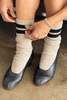Le Bon Shoppe Snow Varsity Sock - Beige/Black - Thumbnail 1
