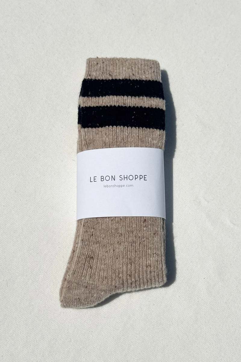 Le Bon Shoppe Snow Varsity Sock - Beige/Black