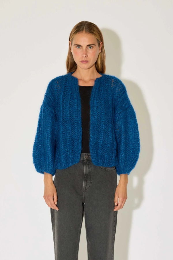 Maiami Mohair Ribbed Bomber Cardigan