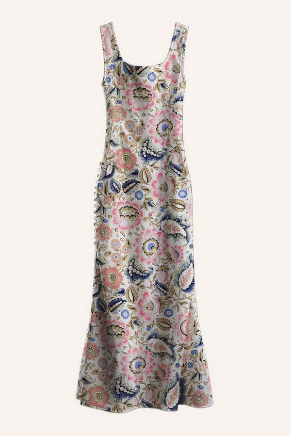 Alix Of Bohemia Adele Melon Bloom Silk Dress - Off White