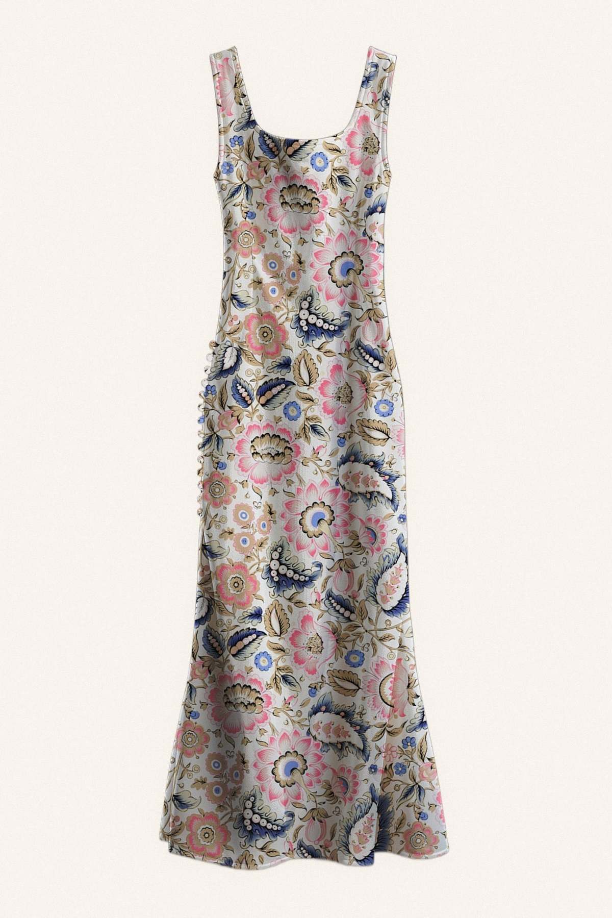 Alix Of Bohemia Adele Melon Bloom Silk Dress - Off White - Image 1 of 1