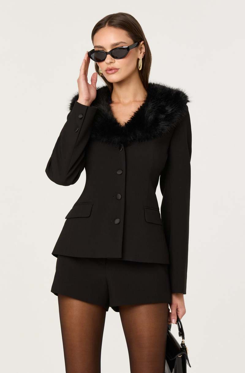 ASTR The Label Stefani Faux Fur Trim Jacket