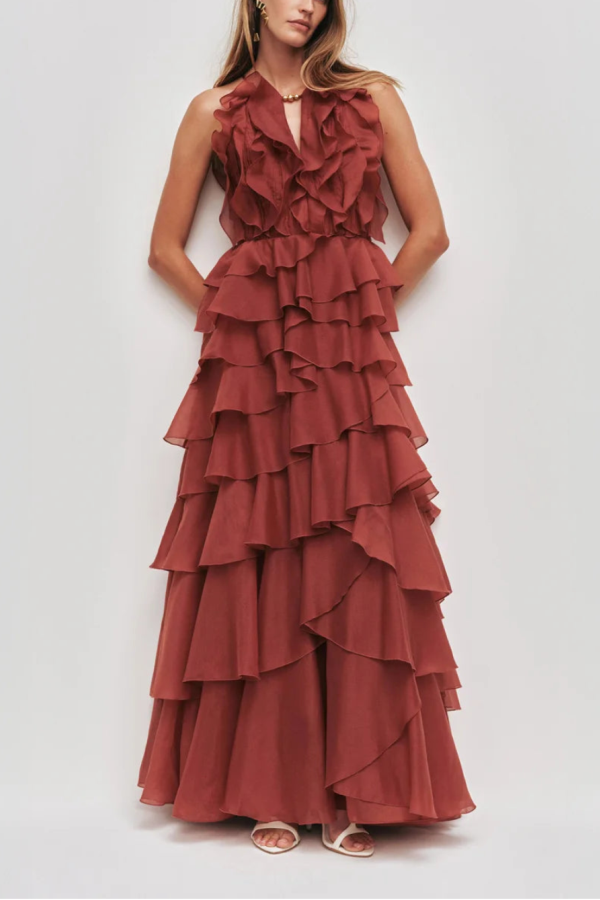 Aje Cleo Gown - Rust