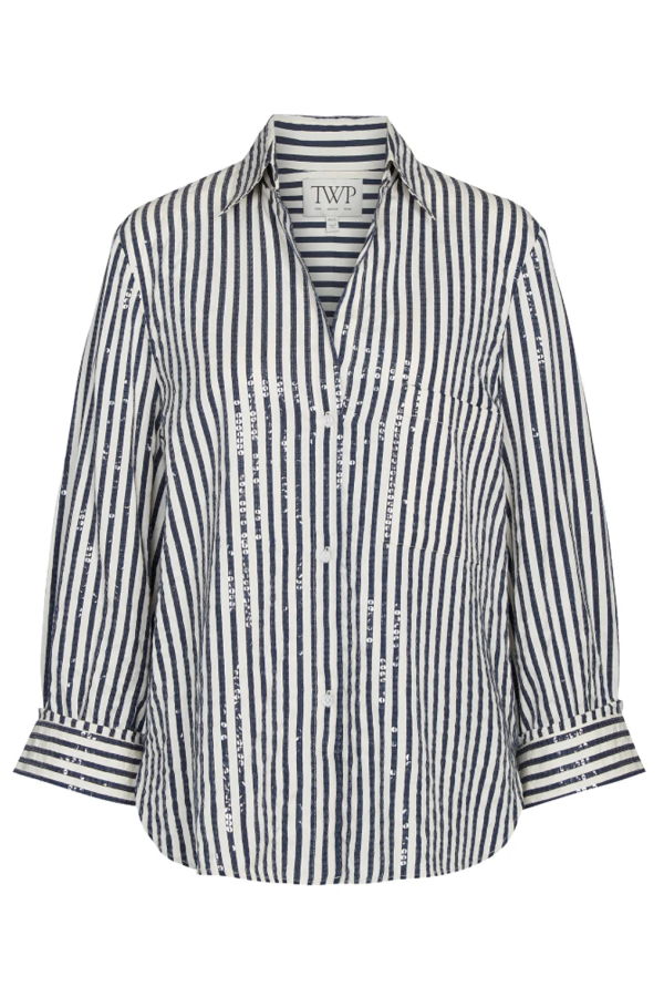 TWP Next Morning Shirt - Indigo/White Sequin