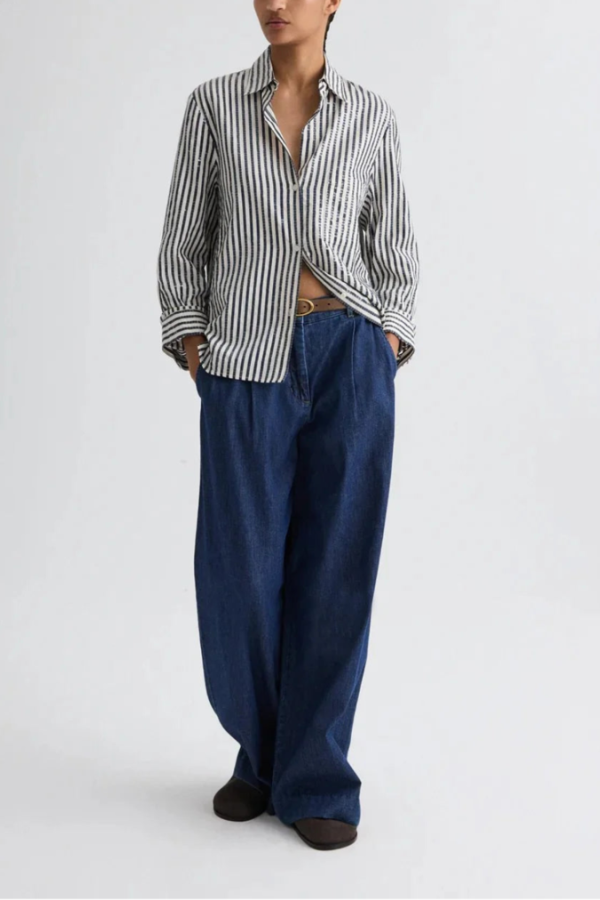 TWP Next Morning Shirt - Indigo/White Sequin