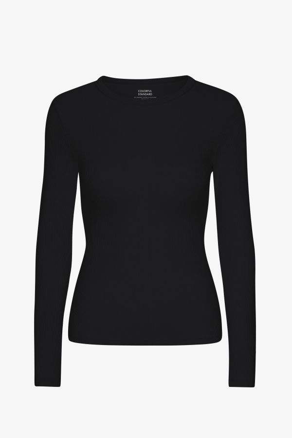 Colorful Standard LONG SLEEVE RIB T SHIRT - BLACK