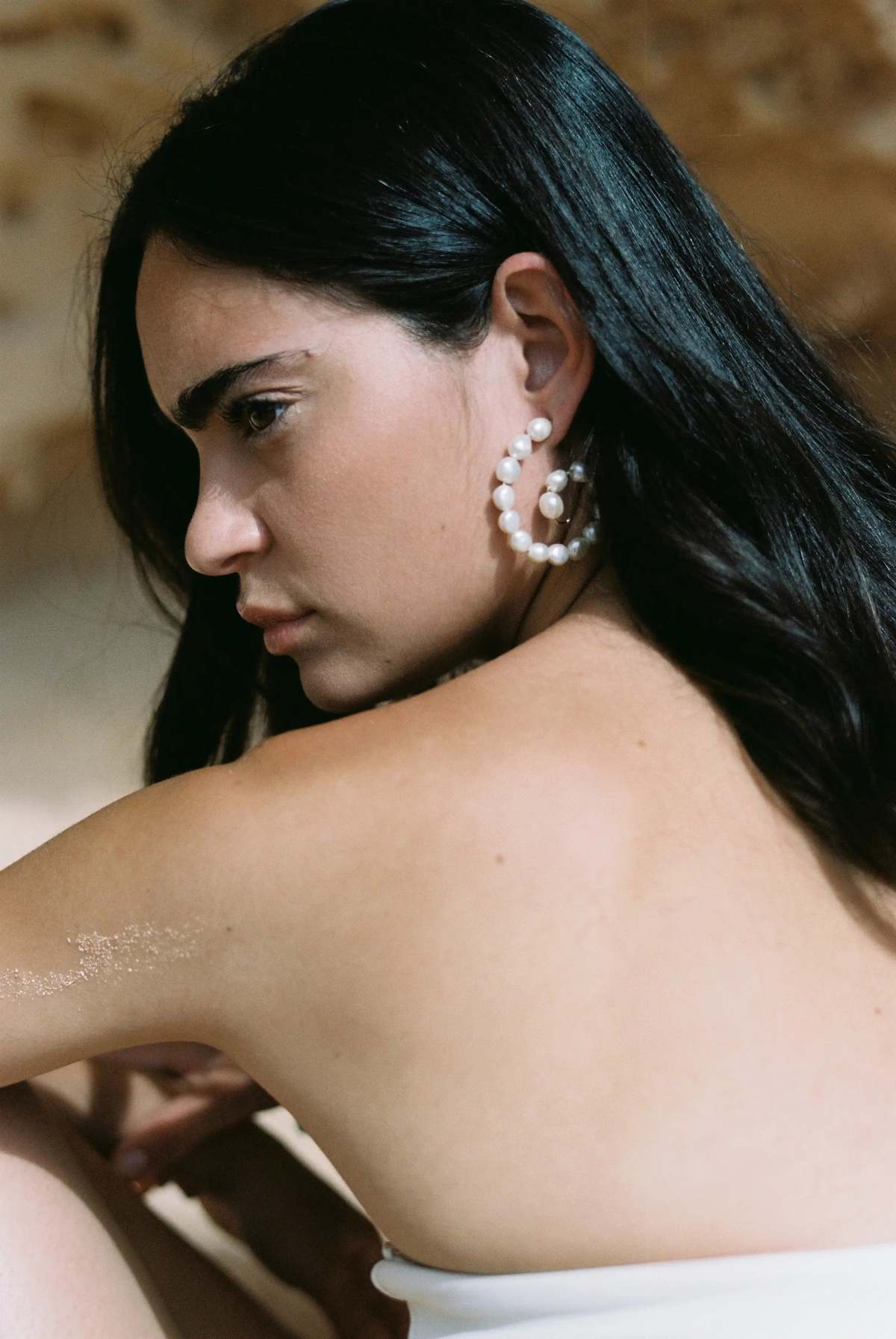 Shyla Lille Pearl Hoops Earrings - Image 3 of 3