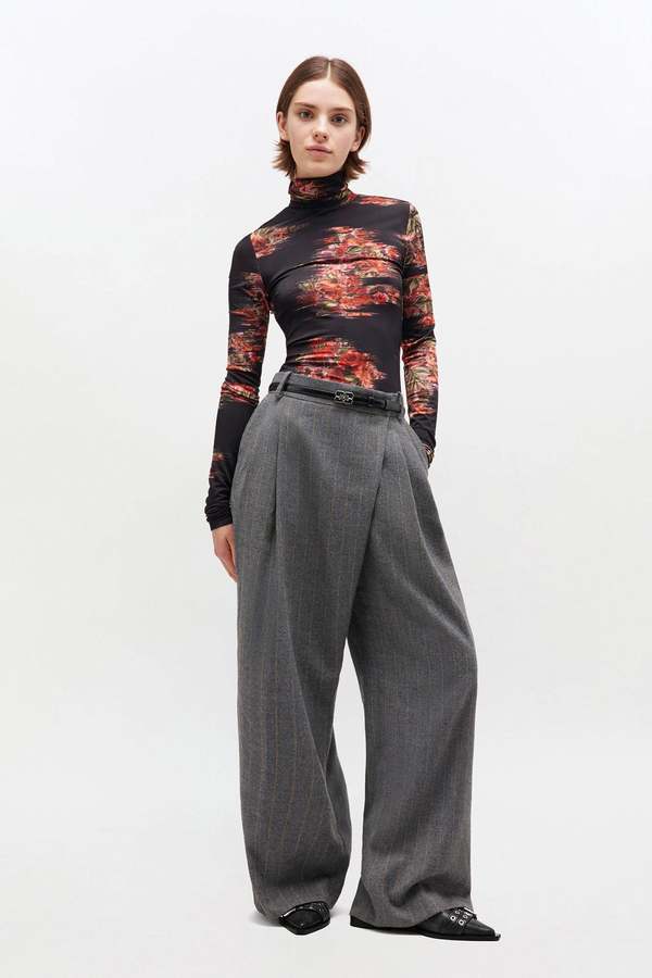 Ganni Cross-over Pants - Pewter
