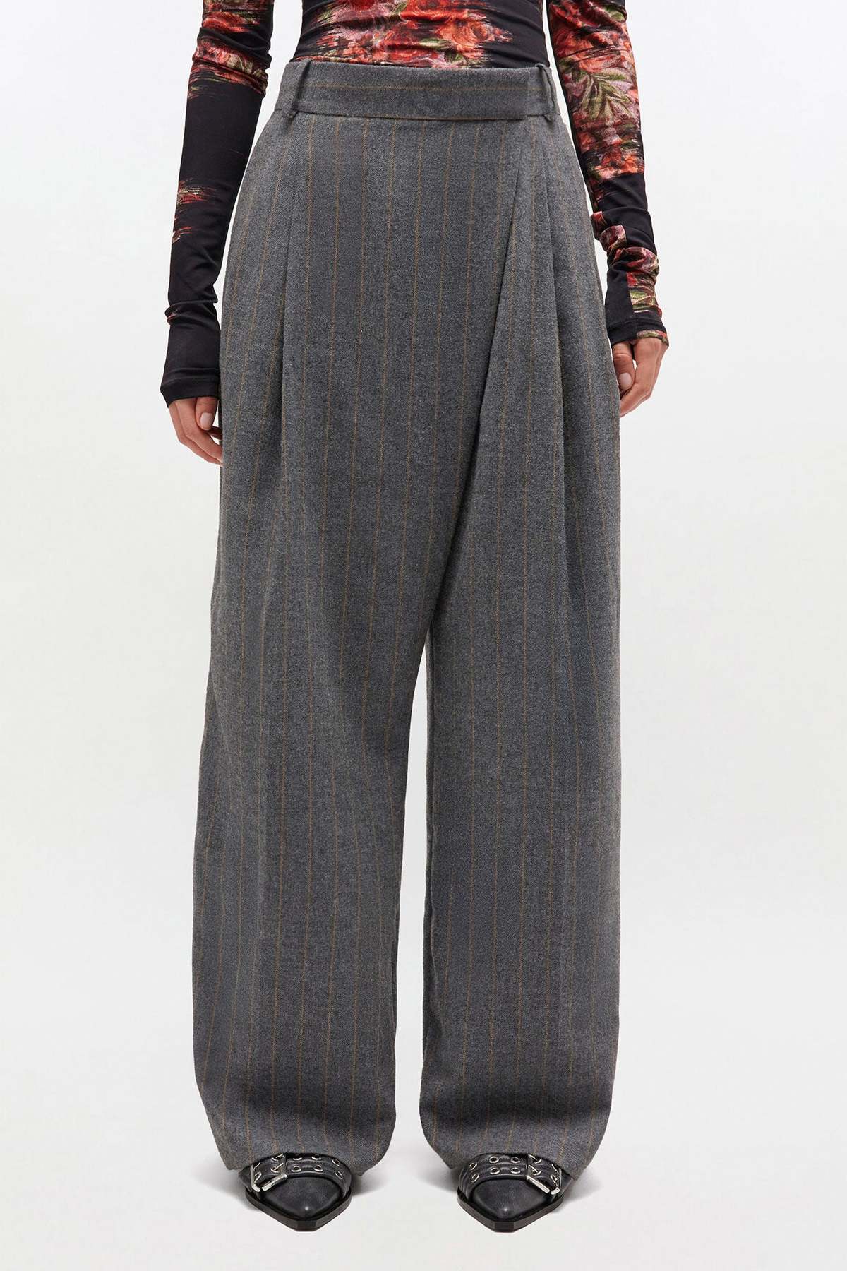 Ganni Cross-over Pants - Pewter - Image 2 of 4