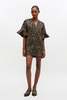 Ganni Metallic Cloque Mini Boxy Dress - Antique Bronze - Thumbnail 1