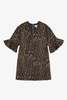 Ganni Metallic Cloque Mini Boxy Dress - Antique Bronze - Thumbnail 3