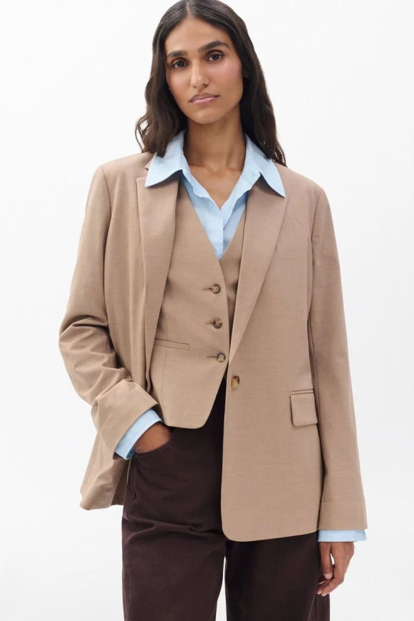 Rag & Bone Jennifer Combo Blazer - Heathered Camel