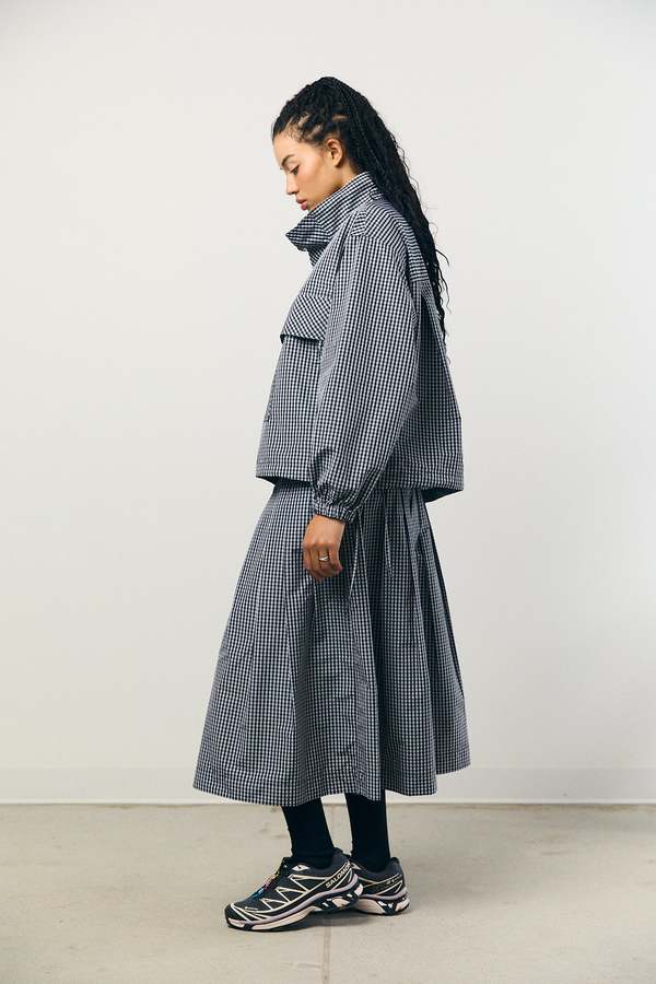 Kas Maria Check Taffeta Pleated Skirt