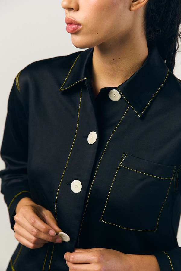 Kas Maria Sateen A-Line Shirt Jacket