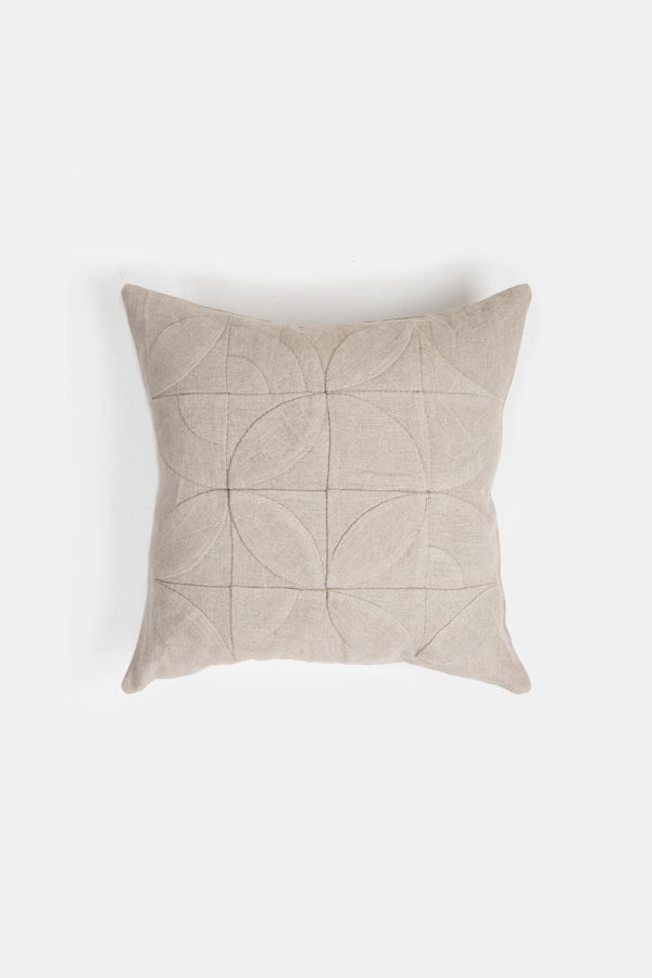 Erica Tanov Hand-Appliqué Natural Linen Throw Pillow in 'Toward the Light'