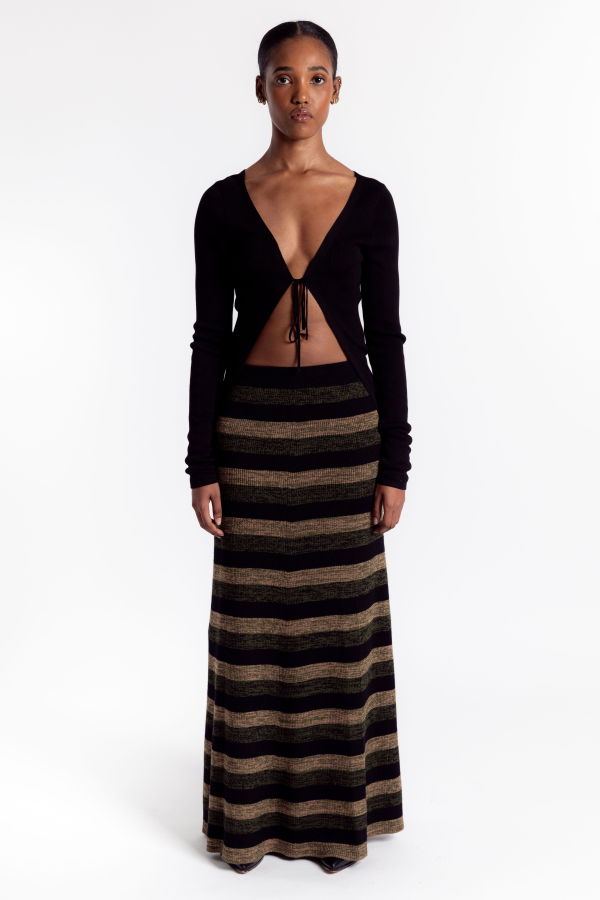 Ganni Mini Ribbed Merino Maxi Skirt - Multicolor