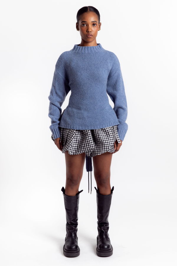 St. Agni Wool Cashmere Blend Tie Back Jumper - Soft Blue