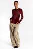 Ganni Soft Cotton Rib Striped Long Sleeve Top - Red Alert - Thumbnail 5
