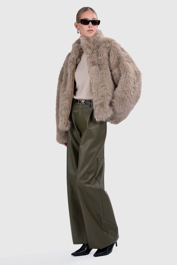 Parentezi Jacqueline Faux Fur Coat - Taupe