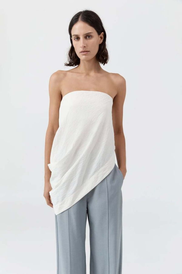 St. Agni Cloud Assym Drape Top - Off White