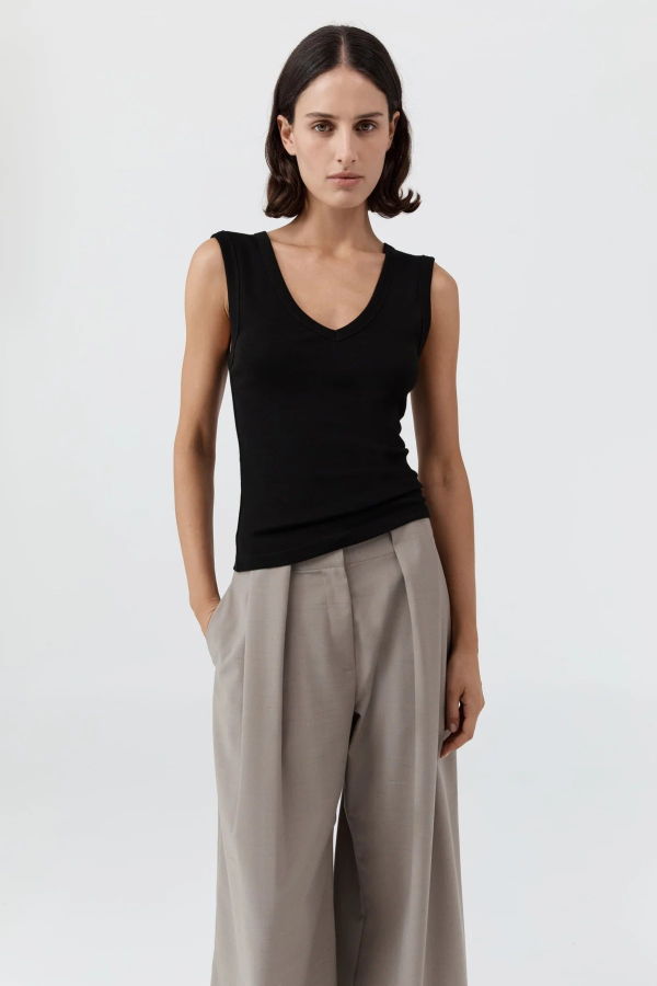 St. Agni Organic Cotton 90's Top - Black