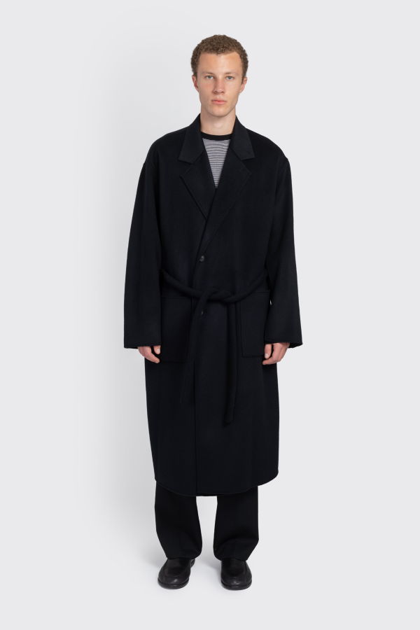 ssstein Wool Cashmere Reversible Notch Lapel Coat - Black