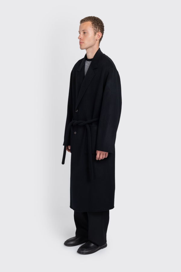ssstein Wool Cashmere Reversible Notch Lapel Coat - Black