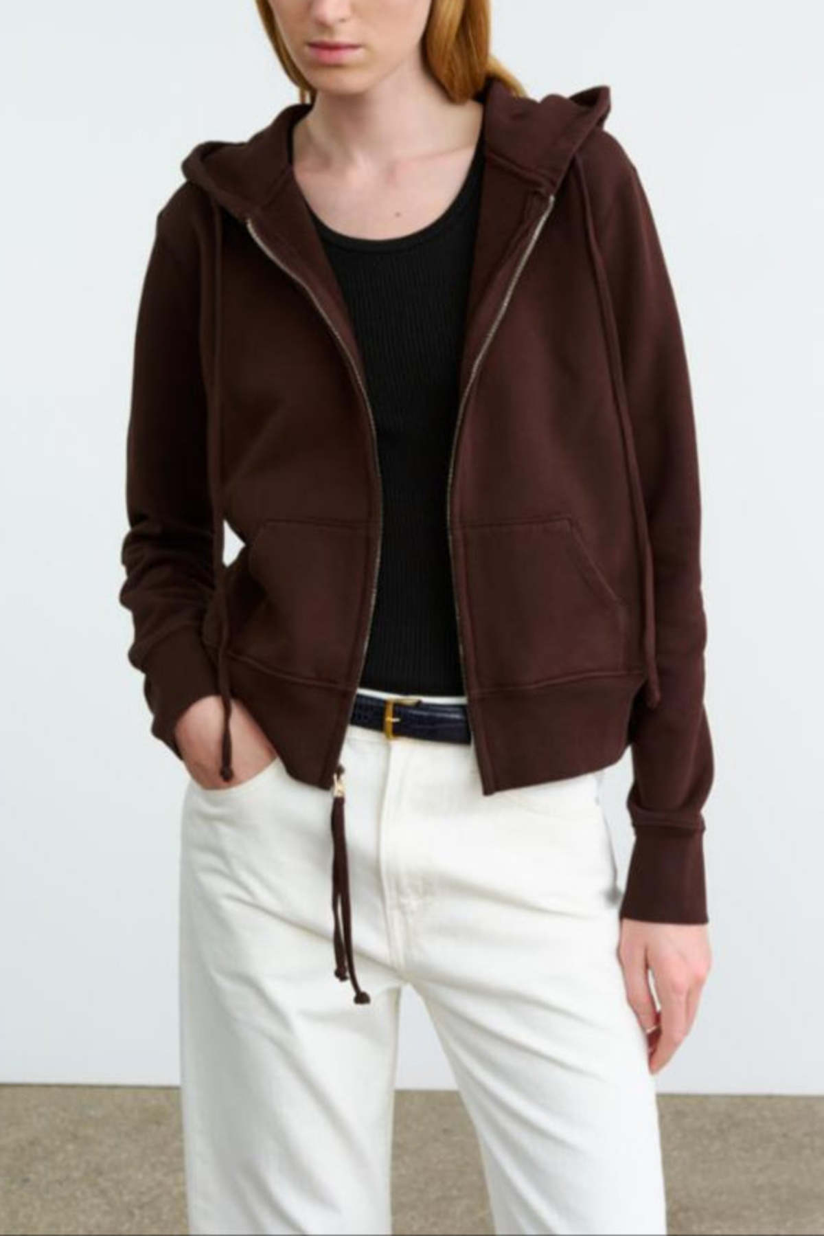 Nili Lotan Callie Zip Hoodie - Espresso - Image 2 of 2