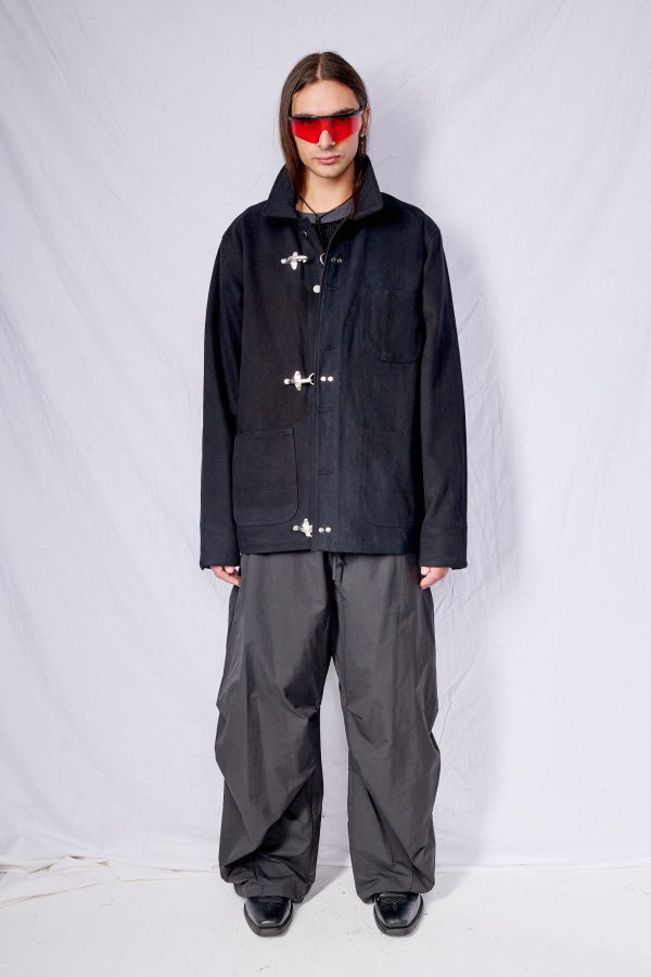 Assembly Black Denim Fireman Field Coat