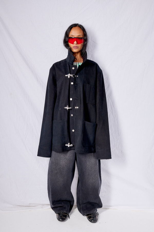 Assembly Black Denim Fireman Field Coat