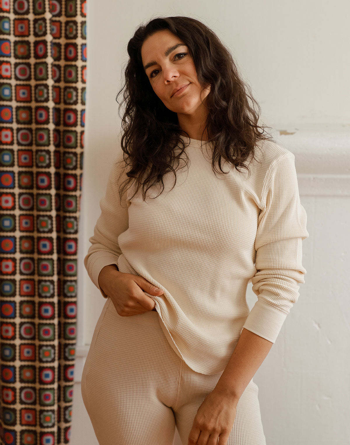 Noble Adult Organic Waffle Top - Oat - Image 3 of 6