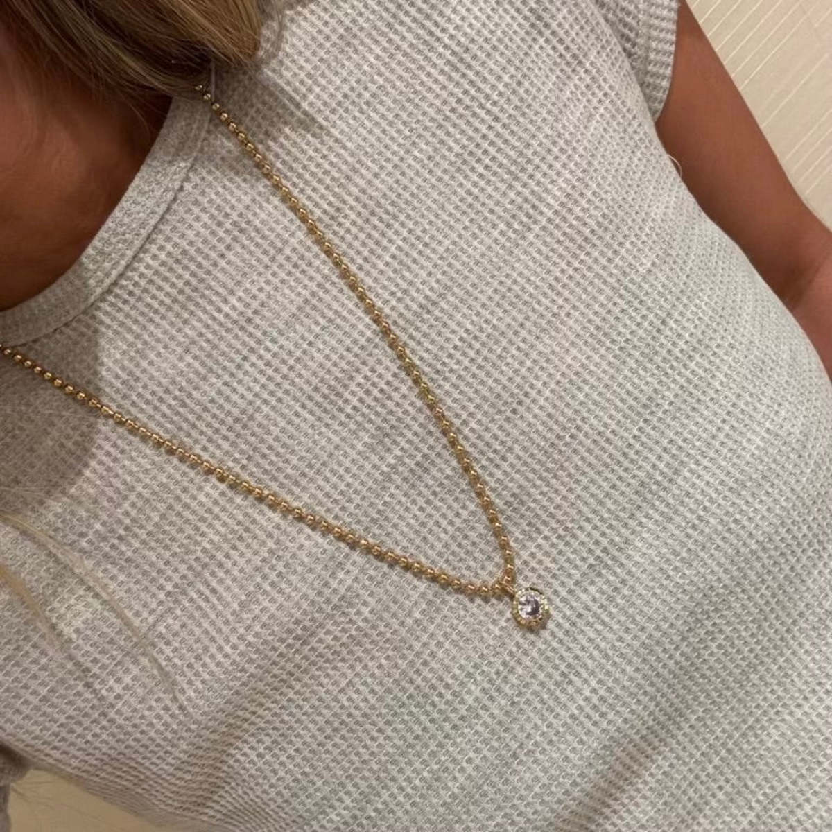 Alexa Leigh Round Bezel Ball Chain Necklace 18" - Image 2 of 3