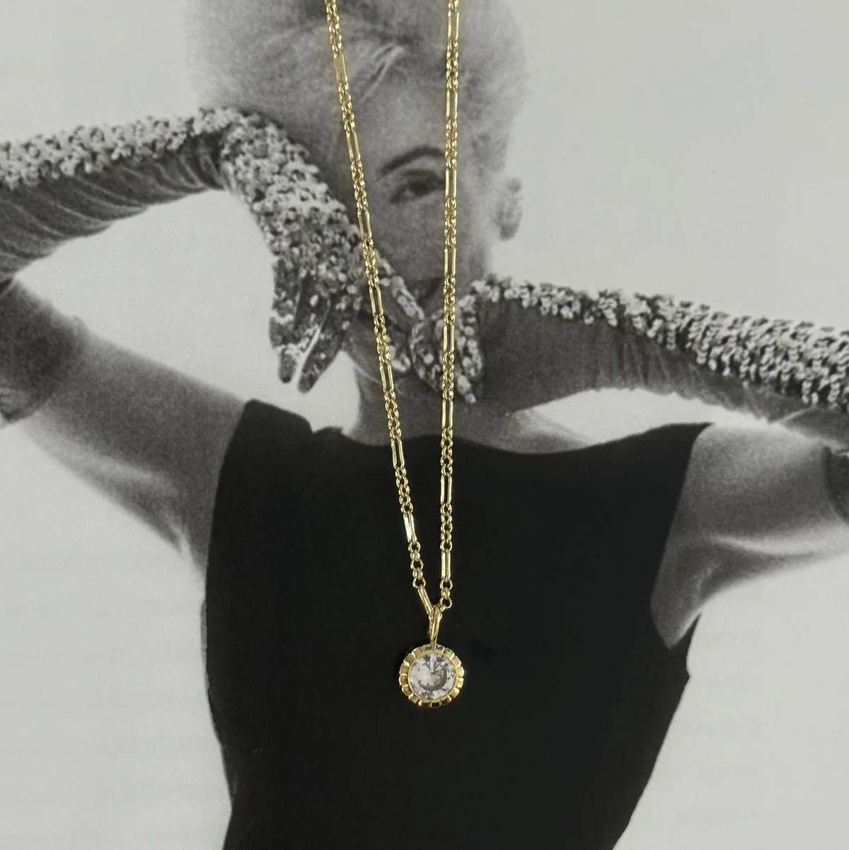 Alexa Leigh Round Bezel Rolo Chain Necklace 16" - Image 3 of 4