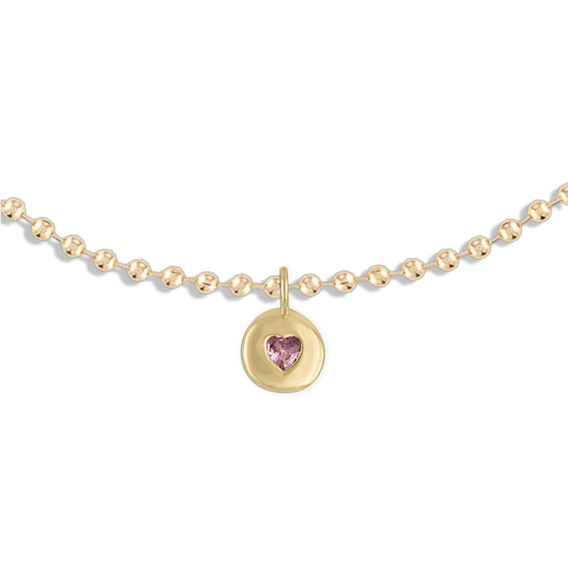 Alexa Leigh Round Heart Ball Chain Necklace 18"