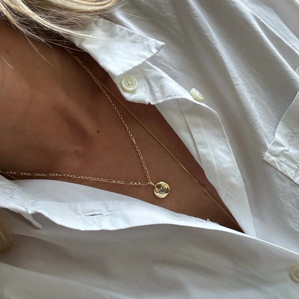 Alexa Leigh Round Heart Rolo Chain Necklace 16" - Image 2 of 3