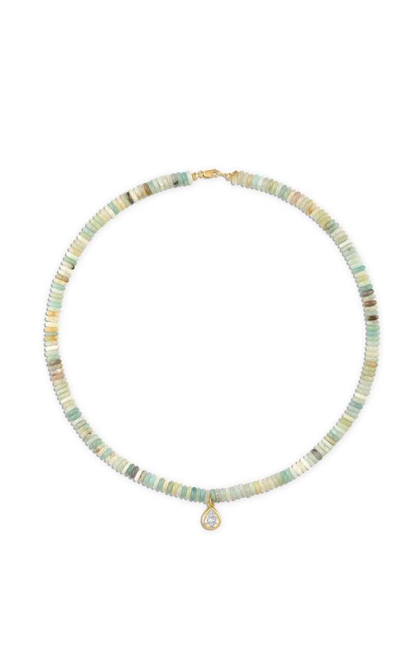Alexa Leigh Small Amazonite Necklace with Pear Pendant 18" Necklace