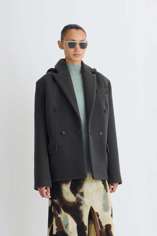 Nanushka Brione Hooded Blazer - Midnight Green