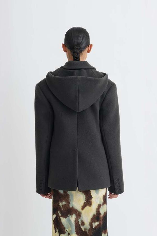 Nanushka Brione Hooded Blazer - Midnight Green