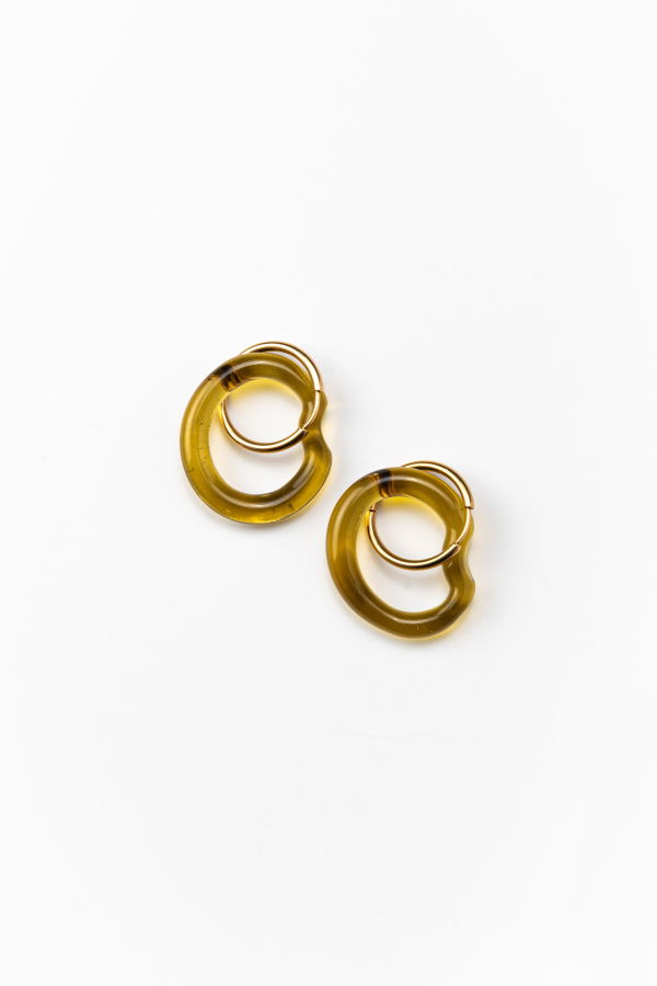 Suplais Amber Ameba Earrings - Amber/Gold