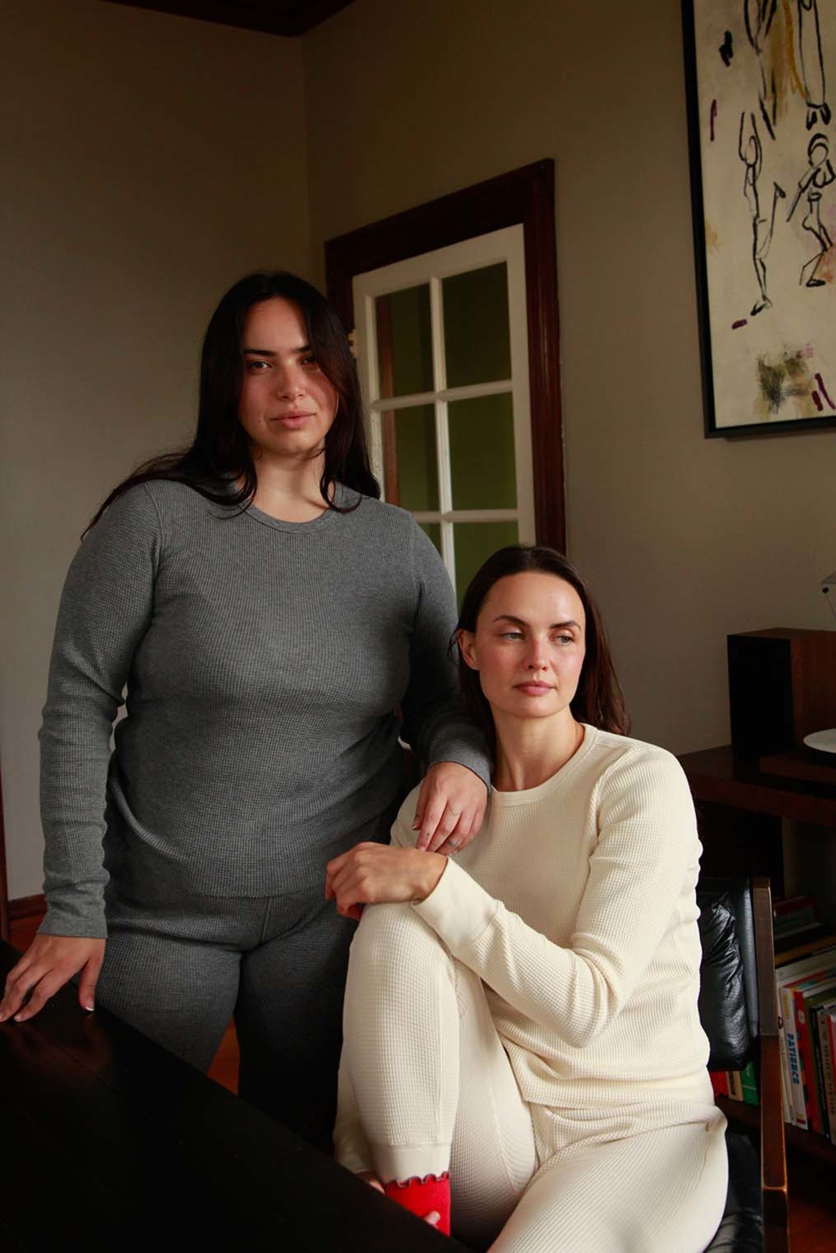 Noble Adult Organic Waffle Bottom pants - Oat - Image 2 of 6